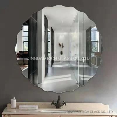 Glass Mirror Customized Processing Round Piece Beveled Decorative Mirror Tray Bathroom Mirror