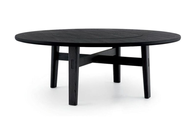 Pfd-005 Dining Table //MDF with Oak Venner Matte// Including The Turntable Marble or Ceramic//Ash Wood Base