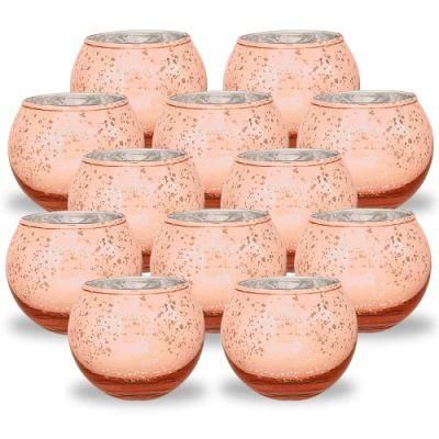 Vss Mercury Rose Gold Round Votive Glass Candle Holder for Christmas Decoration