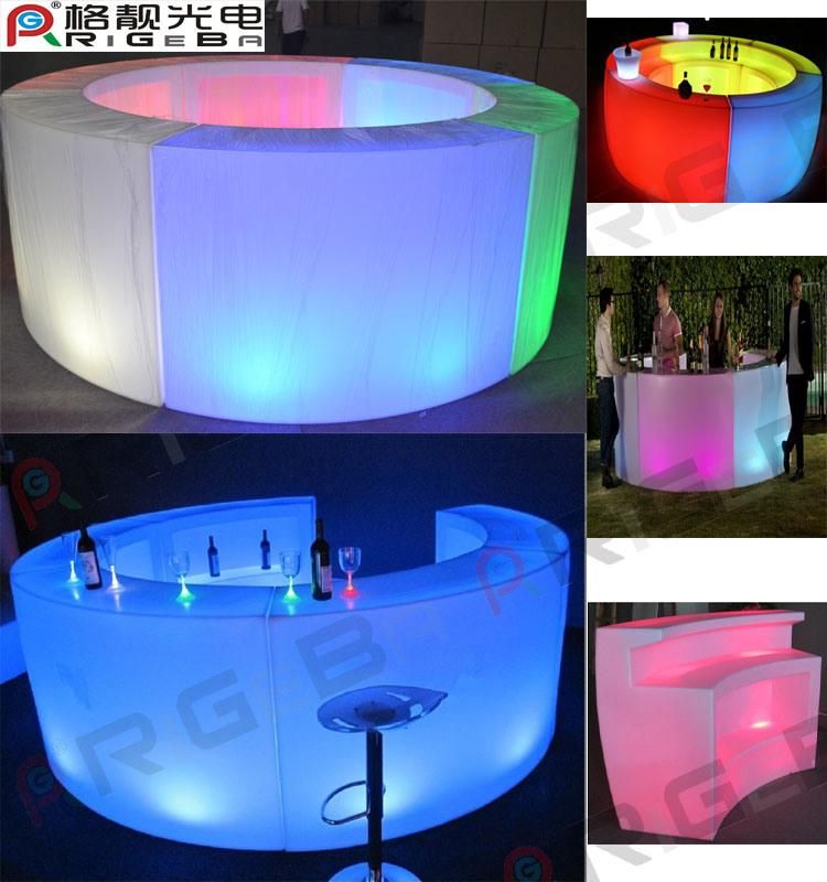 Rigeba High Quality LED Shinning Rechargeable Round Bar Counter Table for Club