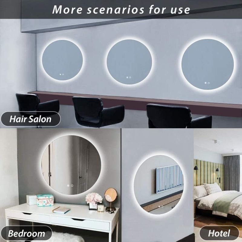 Modern Design Round LED Backlit Mirror Bathroom Vanity Mirror Circle Wall Mounted Dimmable Makeup Dressing cosmetic Mirror with Warm Lights