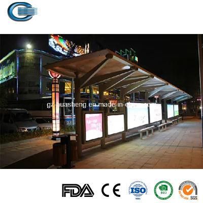 Huasheng Glass Bus Stop Shelters China Bus Station Shelter Suppliers Modern City Public Stainless Steel Bus Stop Smart Bus Shelter