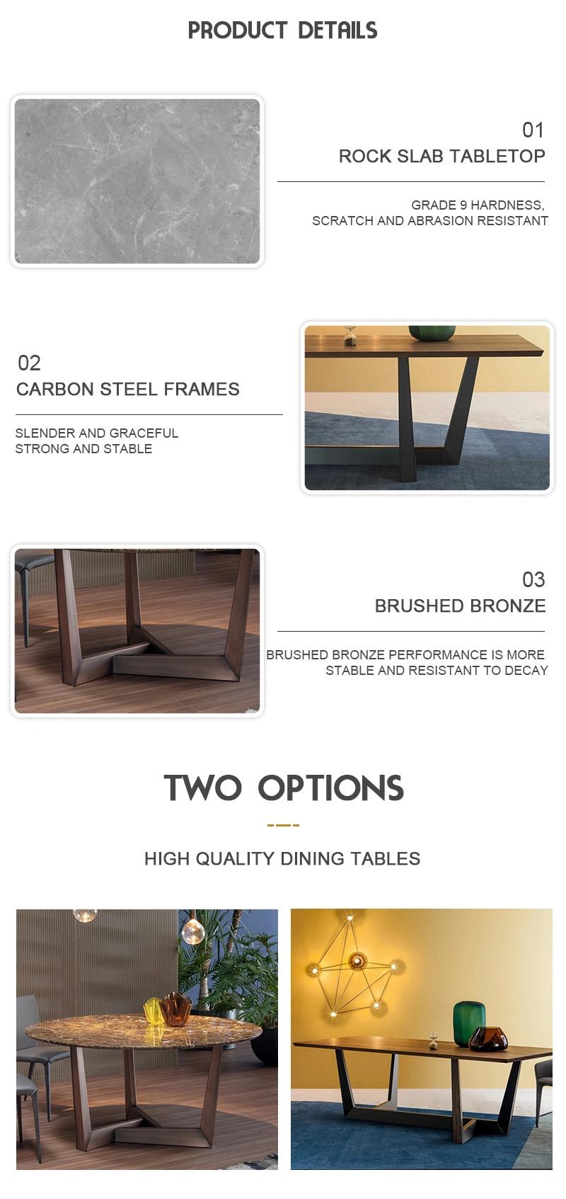 Wholesale Furniture Wood Grain Metal Legs Glass Top Square Dining Table