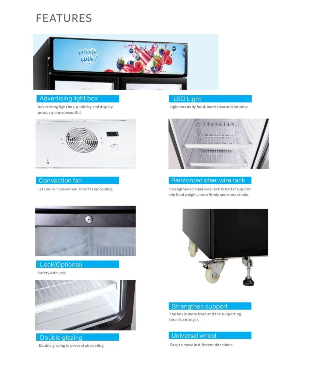 Commercial Cooling Upright Glass Freezer Door Vertical Display Showcase/Freezer