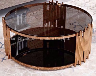 Antique Luxury Modern Metal Furniture Black Glass Coffee Table