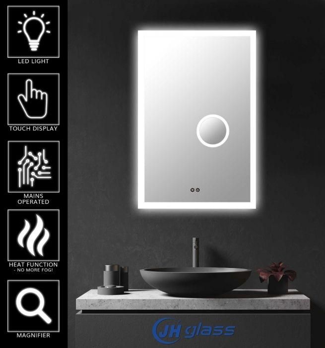 Jinghu Wall Mounted Metal Chasis UL CE Approved Full Length Wall Bathroom LED Mirror with Dimmer