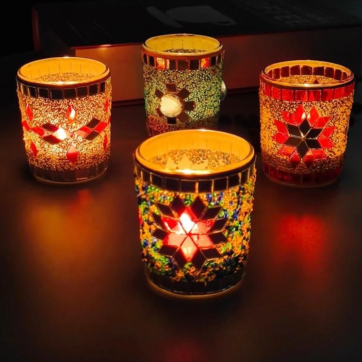 Mosaic Luxury Empty Glass Candle Jar Candle Holder for Decoration