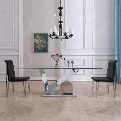 Home Furniture Silver Stainless Steel Dining Room Table Set