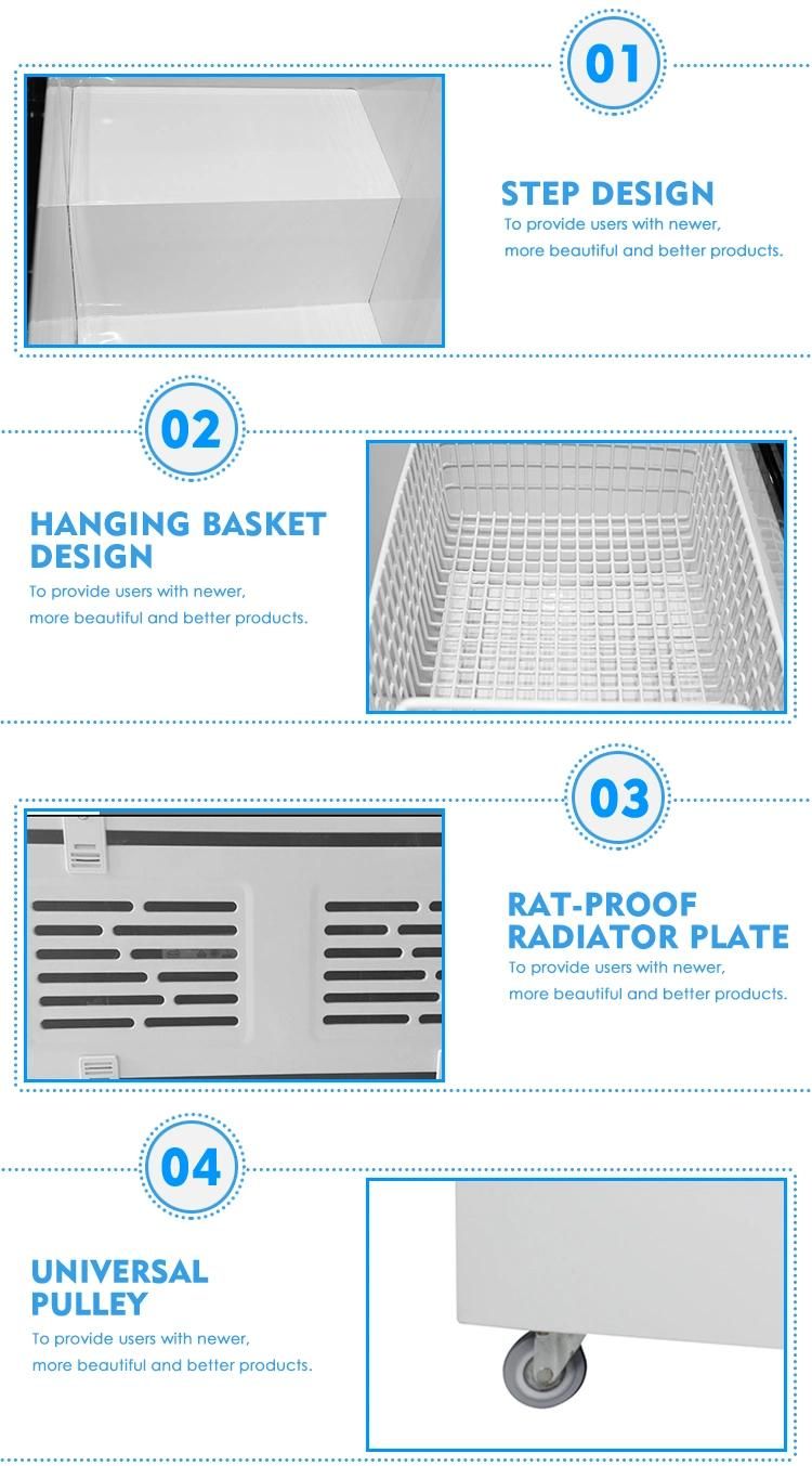 High Quality Commercial Cabinet Top Open Glass Door Supermarket Chest Freezer