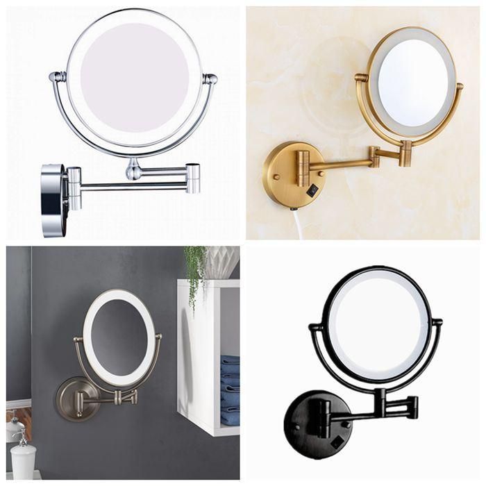 Neutype Wall Mounted Bathroom Mirrors Dimmable Lighting Mirror with Built-in Circular Magnifier 3X