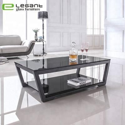 Square Double Sided Black Glass Coffee Table