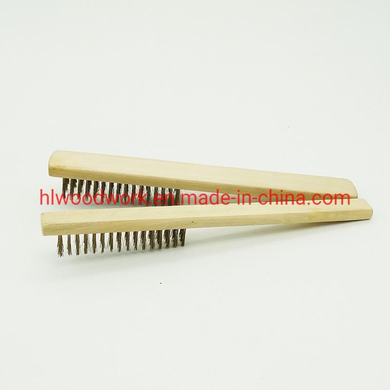 Brass Brush, Soft Brass Bristle Wire Brush, Wire Scratch Brush with Birchwood Handle