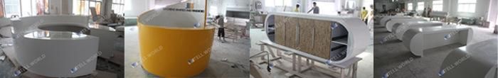 Curved White Marble LED Coffee Bar Counter Commercial Coffee Shop Counter
