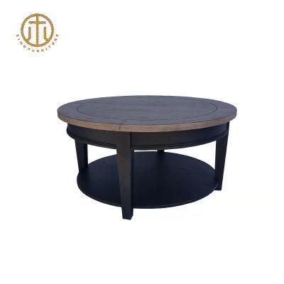 Durable Concise Style Hard Oak Solid Wood Circular Coffee Table Side Table Tea Table for Living Room