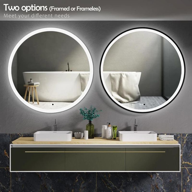 Hot China Jh Glass Bathroom Furniture Wall Light LED Smart Silver Mirror