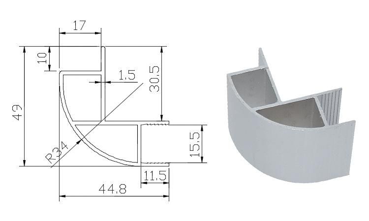 Caravan Motorhome Accessories Wrap Angle Wall Cabinet Corner Slot Width 15mm Surface Oxidation Furniture Profile