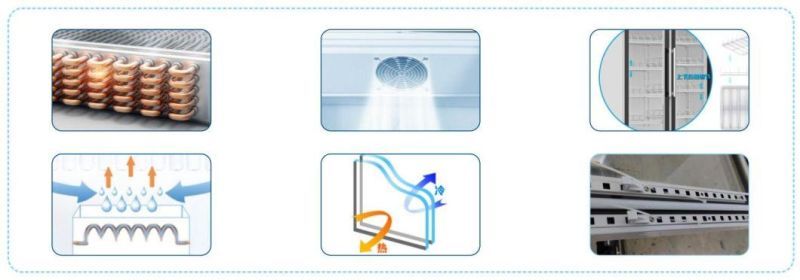 Chinese Factory Double Glass Door Upright Display Showcase for Supermarket Upright Showcase Temperature 0~10 Celsius