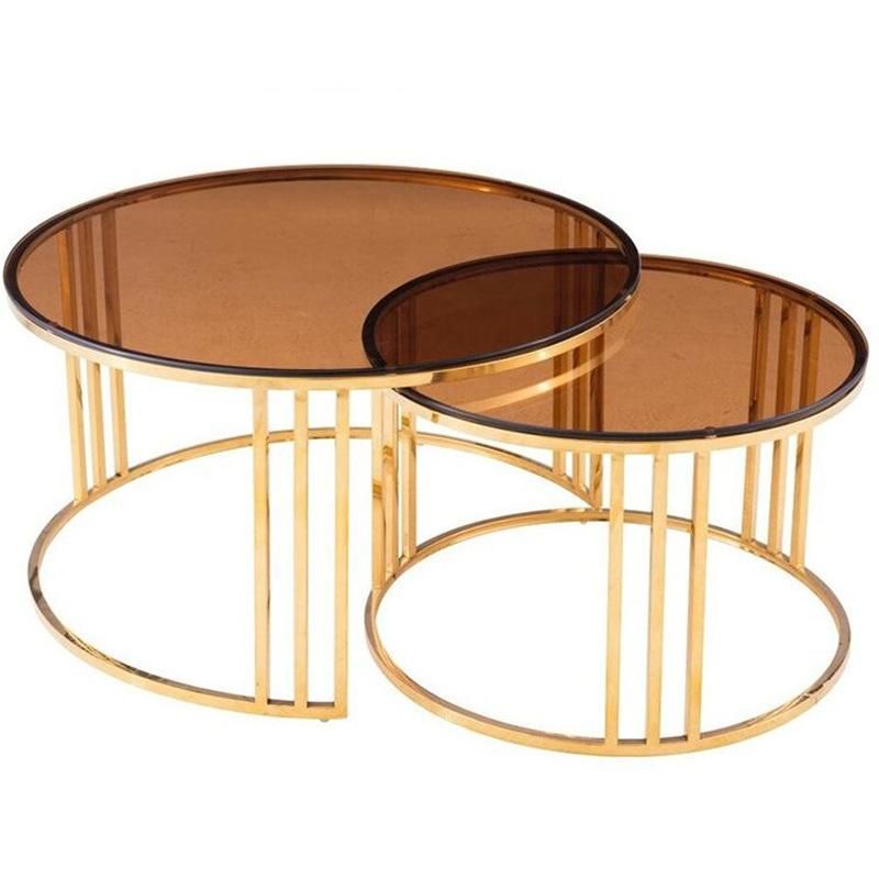 Hot Selling Modern Luxury Round Metal Nest Table Coffee Table