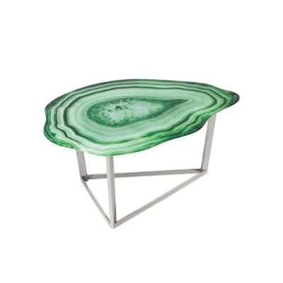Small Green Marble Home Decorative Contemporary Side Coffee Table