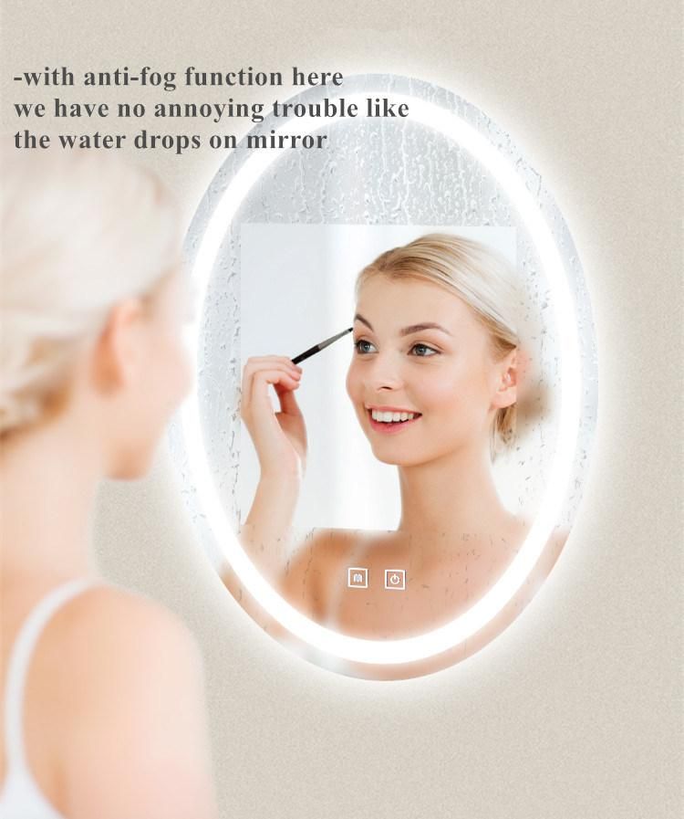 China Factory OEM Smart Touch Sensor Silver Glass Makeup Bathroom LED Mirror
