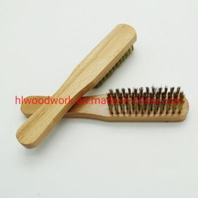 Brass Brush, Brass Wire Brush, Wire Scratch Brush with Raw Birchwood Handle Brush Clean Rust Brush 30cm Length Raw Wooden Handle Copper Wire