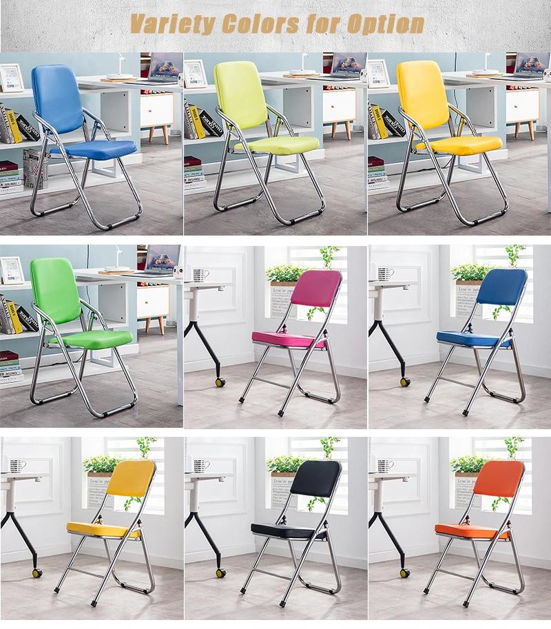 Modern Home Office School Furniture Folding Stacking PU PVC Leather Banquet Wedding Party Dining Chairs