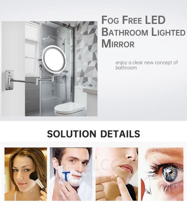 Makeup Mirrors LED Wall Mounted Extending Folding Double Side LED Light Mirror, Anti Fog Mirror