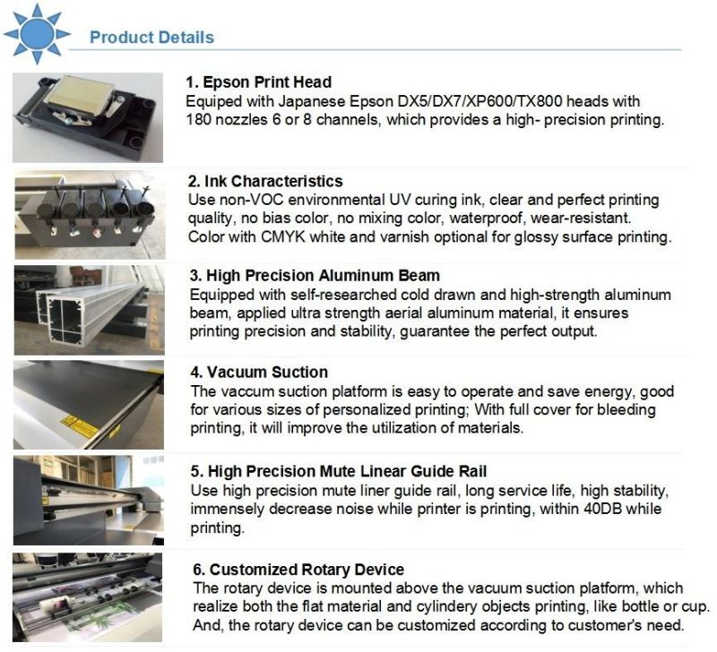 Ntek High Quality Yc6090 Glass UV Flatbed Printer