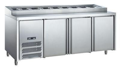 Commercial Kitchen Stainless Steel Refrigerator Workbench Pizza Preparation Chiller Worktable Freezer