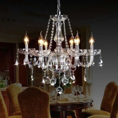 Nordic Decorative Chrome Body White Glass and Crystal Wedding Chandelier