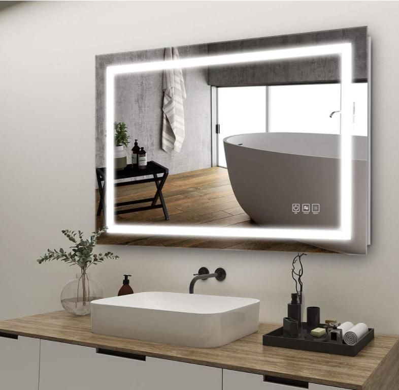 LED Lighted Bathroom Mirror Wall Mounted Bathroom Vanity Mirror Dimmable Touch Switch Control