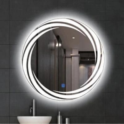 Round Cosmetic Home Decoration Makeup Light Glass Bathroom Silver Smart LED Mirror
