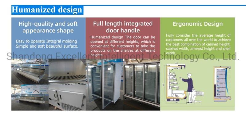 Supermarket Display Glass Door Frozen Half Fridge Combined Refrigerator Chiller and Freezer Cabinet