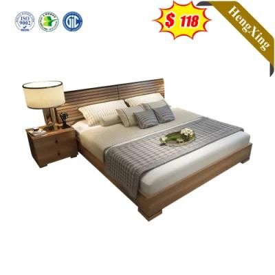 Apartment Hotel Style Wooden Log Color Bedroom Home Furniture Double Size with Night Stand