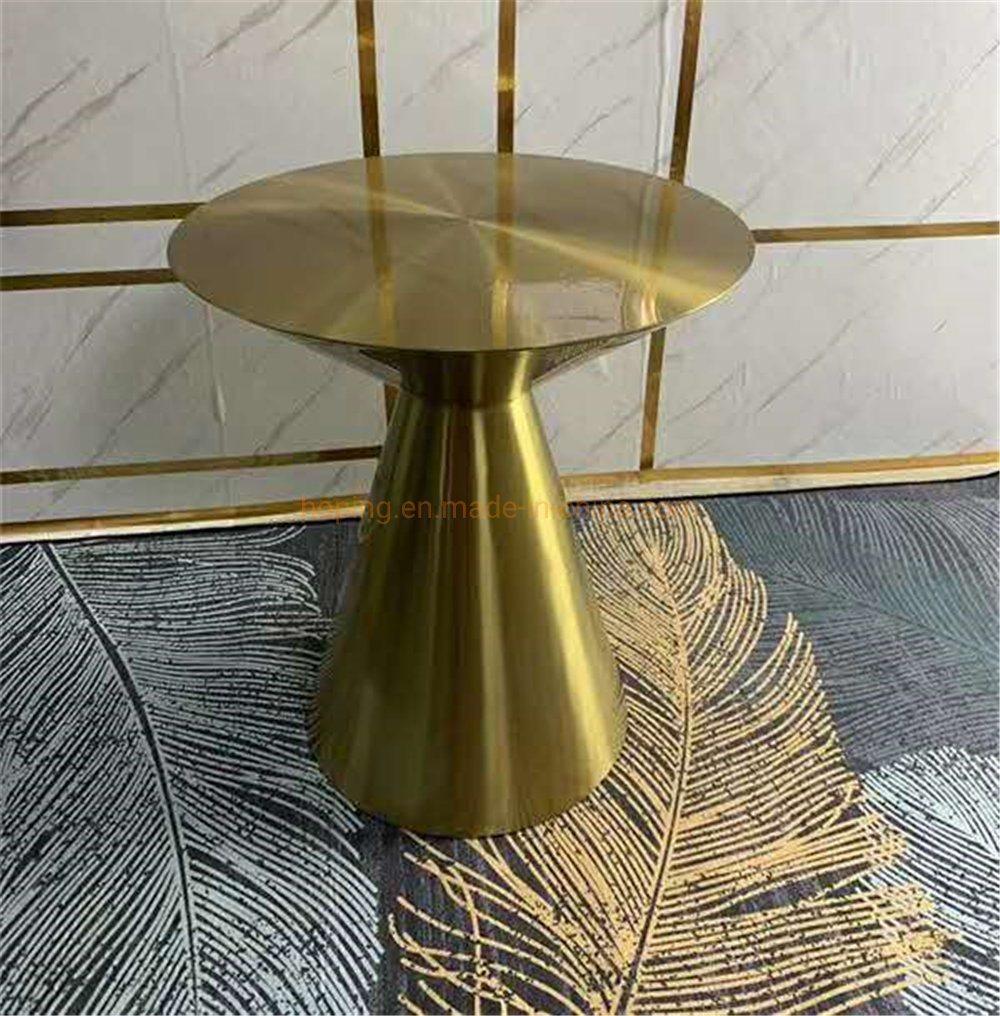 Modern Fashionable New Hotel Furniture Sofa Table Round Black Gold Metal Coffee Table