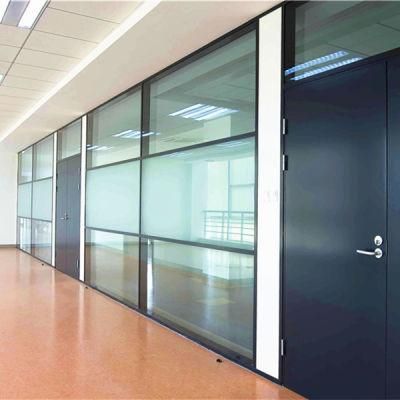 Modern Customized Aluminum Profiles Double Tempered Glass Modular Fixed Office Divider Partition Walls