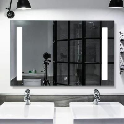 Home Rectangle Lighted Bathroom Mirror Wall Mounted with Dimmable Touch Switch