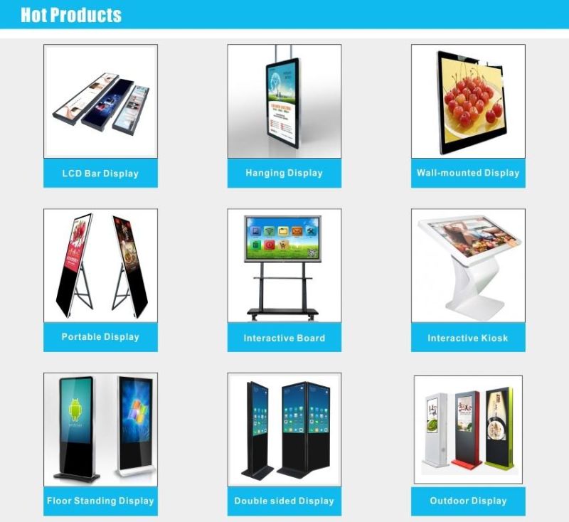 43 Inch 55 Inch Double-Sided Screen Hanging LCD Display for Shop Window, Glass Wall, Showcase