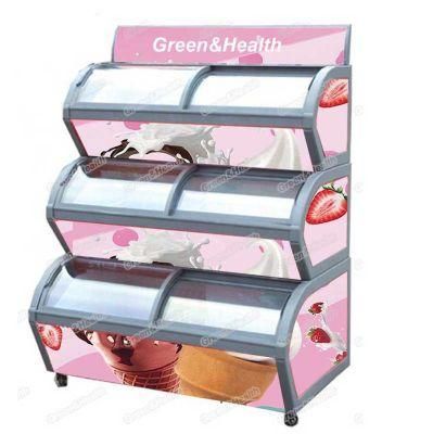 Glass Door Ice Cream Display Freezer/ Small Capacity Supermarket Commercial Chest Showcase