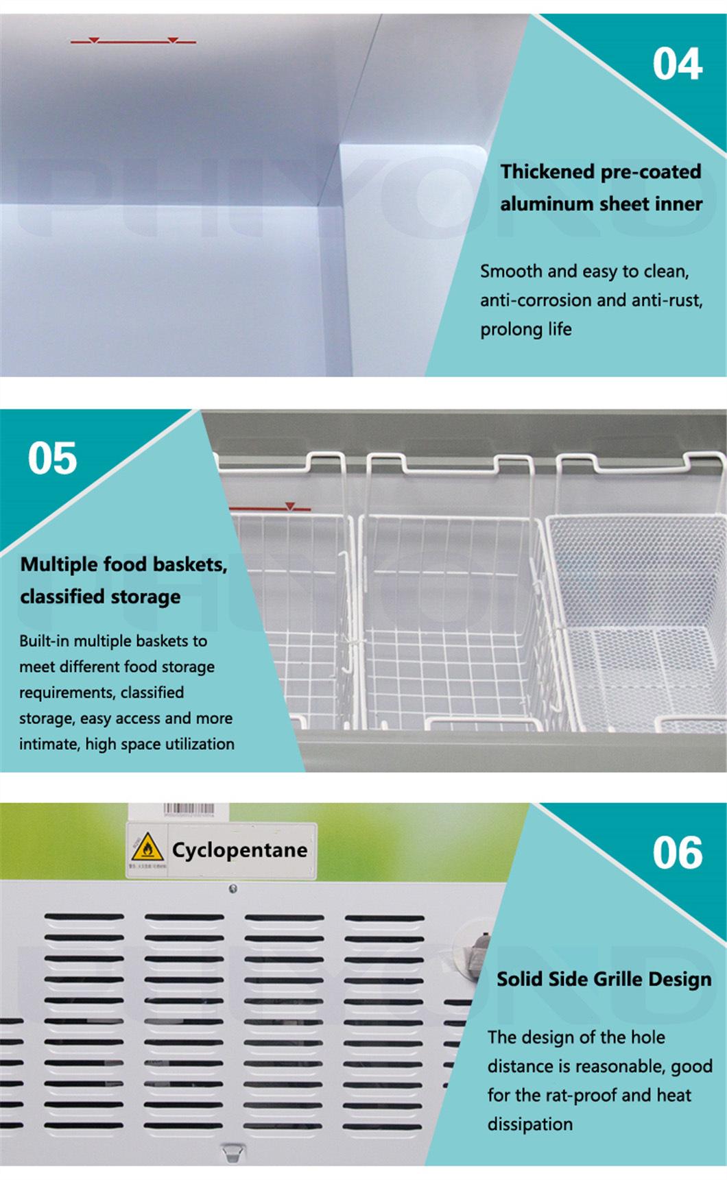 Phiyond SD-H350 325L Tempered Sliding Glass Door Ice Cream Display Showcase Supermarket Freezers