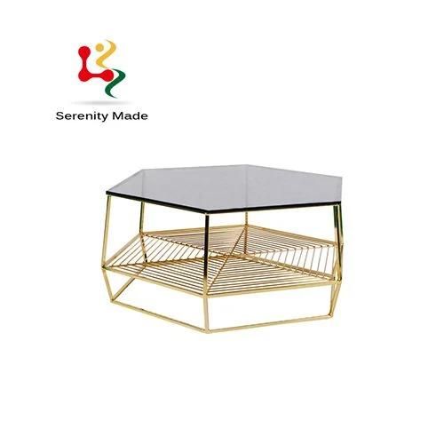 Geometry Metal Base Glass Top Coffee Table for Commercial Restaurant Use