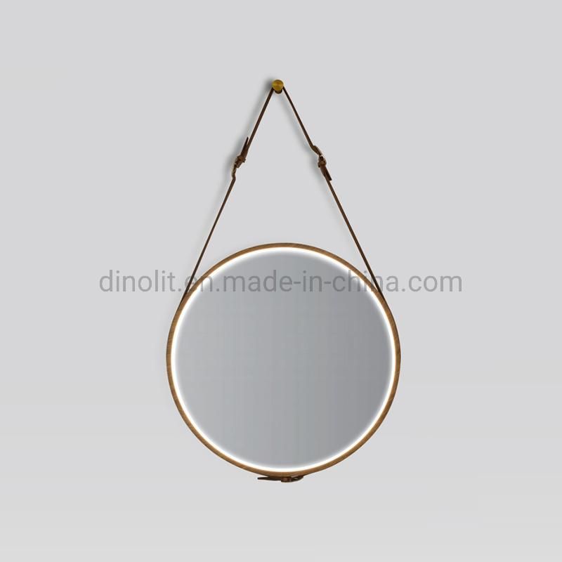 Fancy Bathroom IP44 LED Circle Lighted Aluminum Frame Waterproof Decorative Fogless Intelligent Bath Vanity Mirror with Belt/Touch Switch/Defogger CE ETL