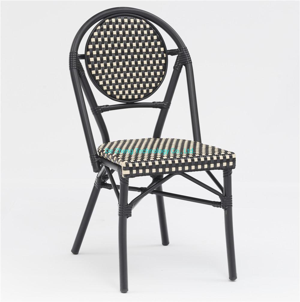 New Wholesale Stackbale Outdoor Bamboo Look Cane Chair All Weather Rattan Wicker Garden Furniture Set Bistro Patio Cafe Chairs