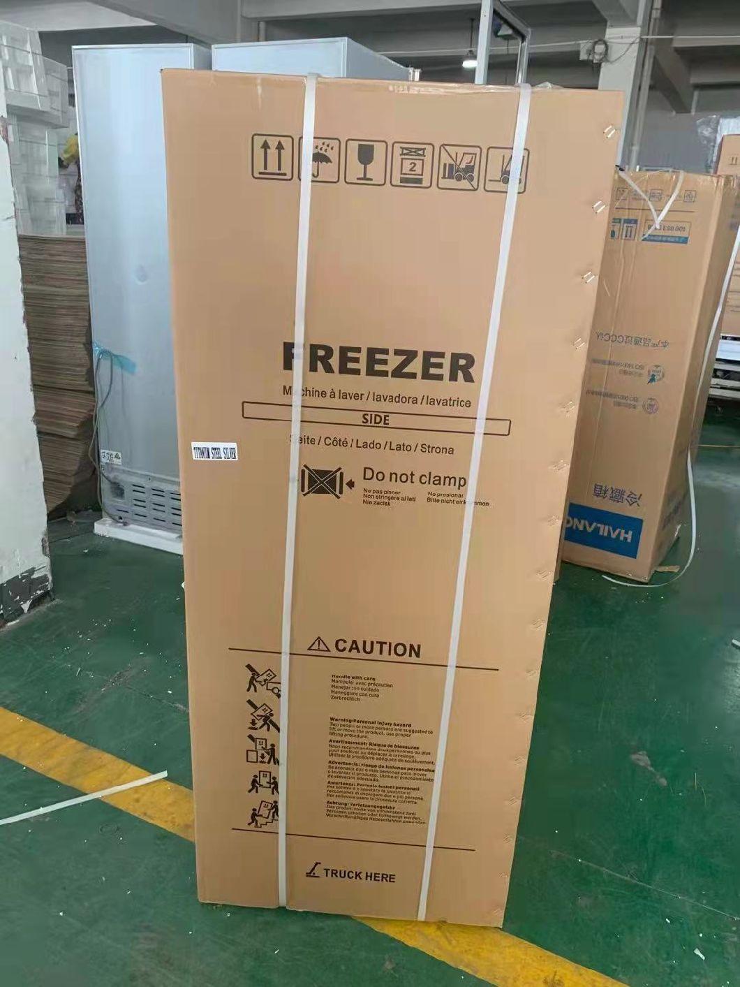 R134A CFC Free Sticker on Double Temperature Fridge 2-14 º C Freeze ≤ -15 º C 248L Low-E Tempered Video Animation Glass Door Showcase Cooler