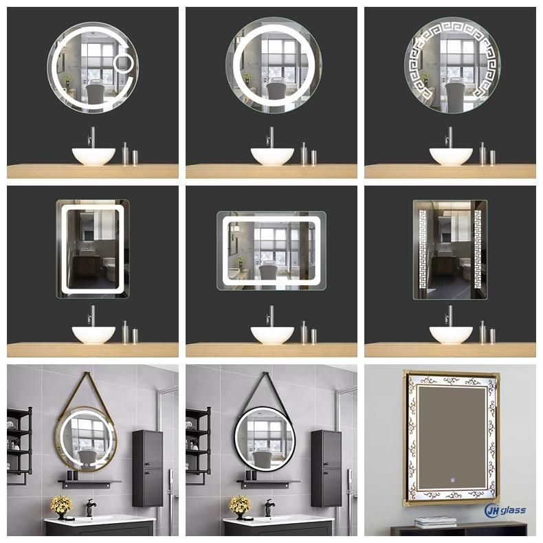 Bathroom Wall Mounted Mirror with Metal Frame Black Rounded Corner Rectangle Hangs Horizontal or Vertical for Bathroom/Entry/Rest Room