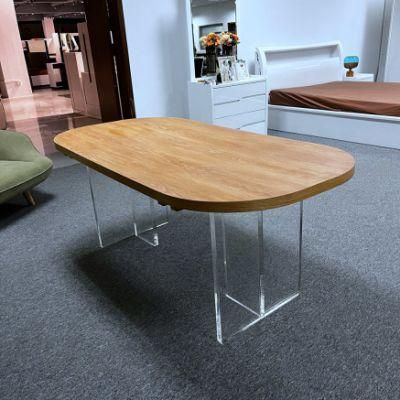 Nova New Product Modern Solid Wood Desktop Oval Acrylic Dining Table