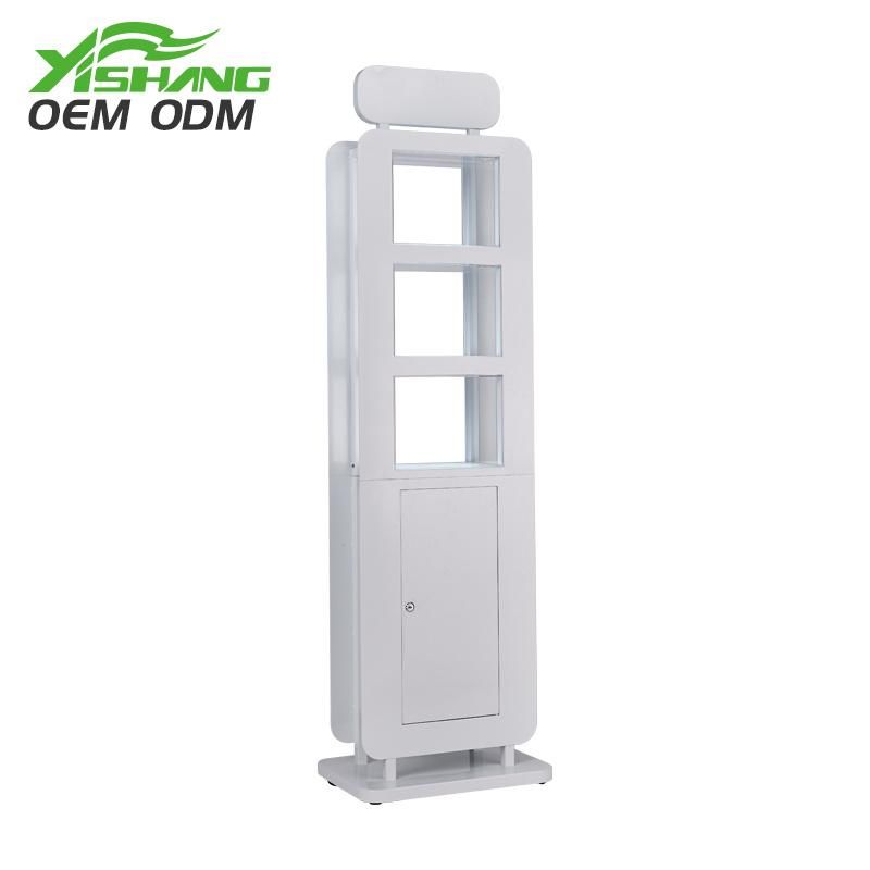 Floor-Type Upright Column Display Merchandising Case Cabinet, Cosmetics Store Exhibition Showcase, Makeup Display Rack