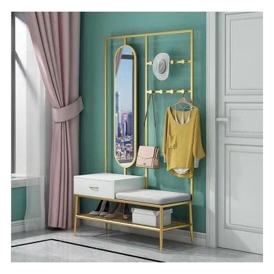 Metal Mirror Wall Decorative Glass Home Wear Door Shoe Cabinet Coat and Hat Soft Cushion
