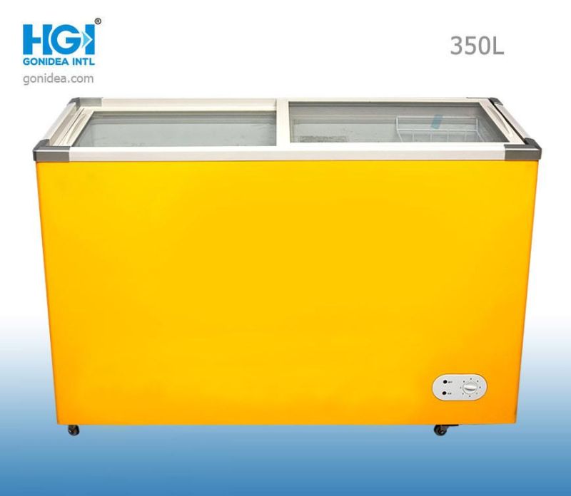 Hgi 350L Flat Glass Door Display Chest Freezer Ice Cream Showcase SD/Sc-350