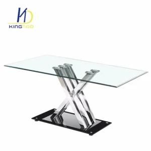 Replica Best Selling Glass Top Coffee Table with Chromed Leg